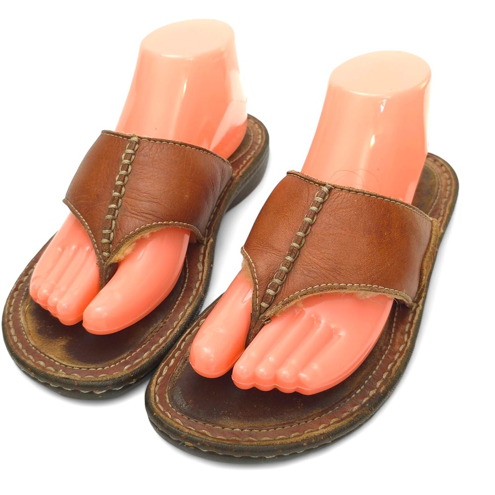 UGG Australia LAYBACK 5114 Thong Sandals Size 7 Brown Leather Sheepskin Lined